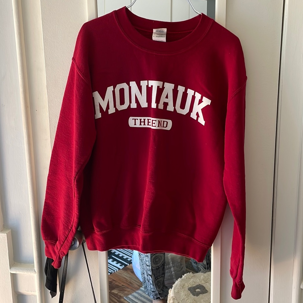 Red Montauk The End Crew Sweater